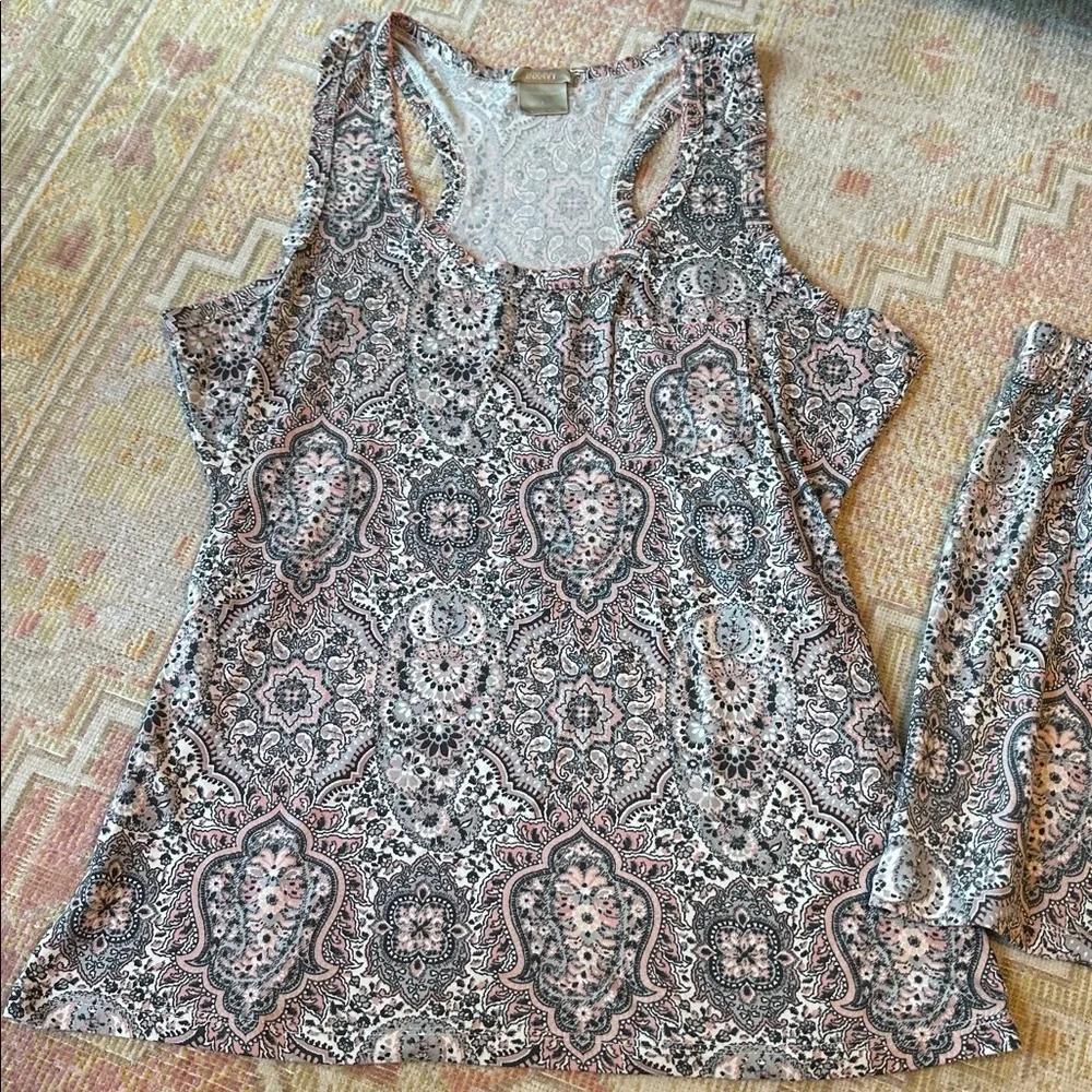 Ink & Ivy Large Women's Super Soft Sleepwear Set - Gray and Pink Tank & Shorts
